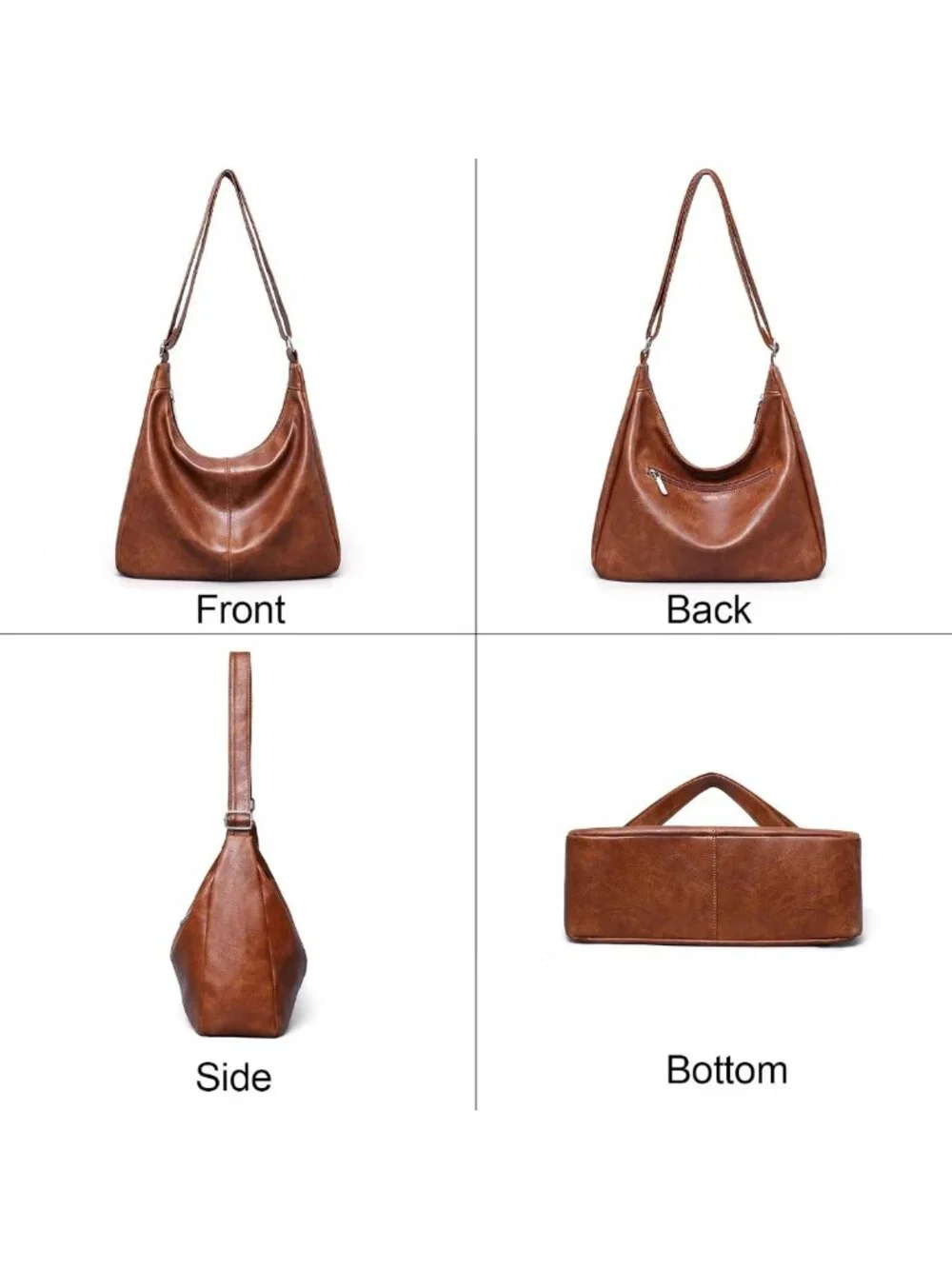 Stylish Vegan Leather Hobo Bag for Women - Slouchy Shoulder Tote & Crossbody